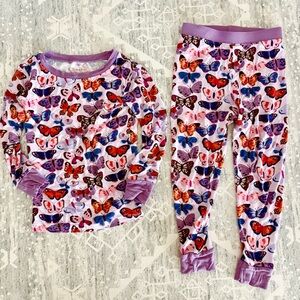 Little Sleepies Butterfly Kisses Two Piece Set Bamboo Pajamas 3T